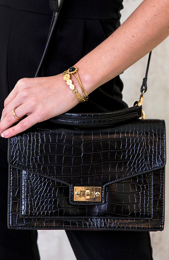 Handtas Croco Zwart fashionmusthaves.nl